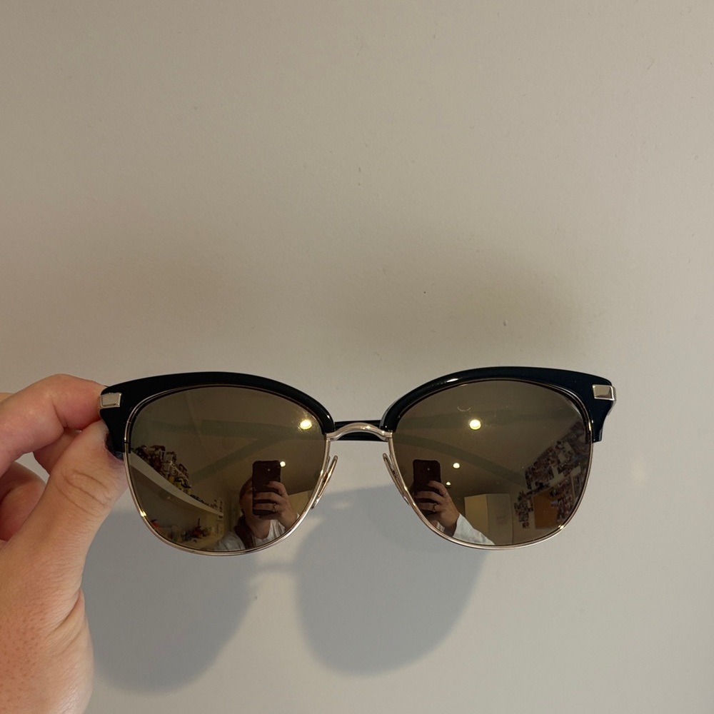 Thom Browne Black and Brown Semi-Rim Sunglasses - Women